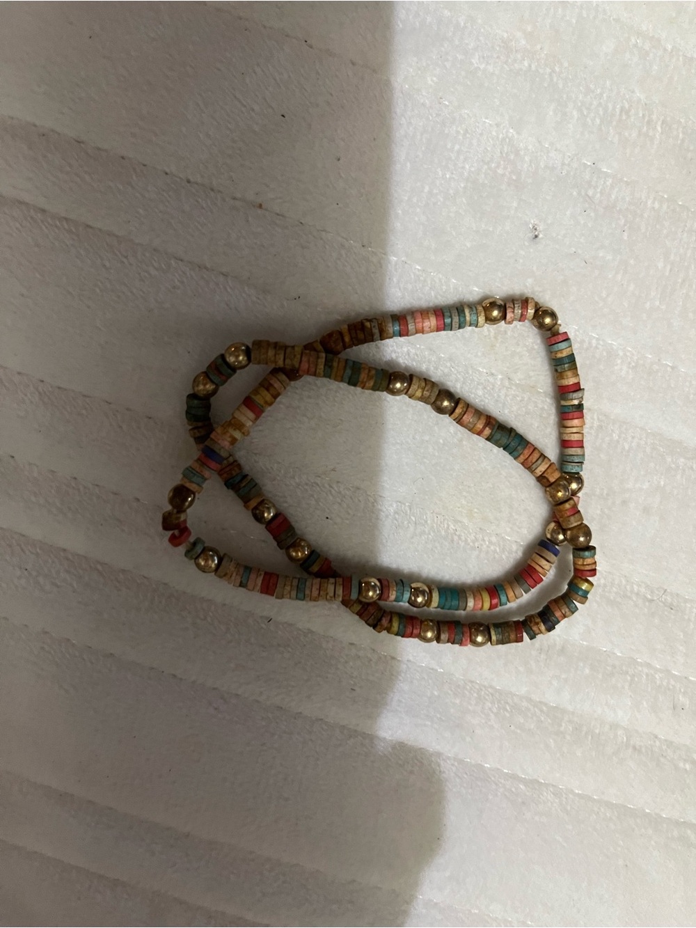 Multicolor Beaded Stretch Bracelet with Gold Accents